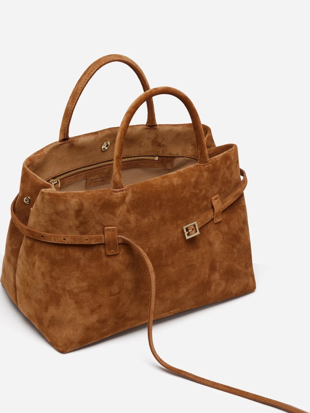 Manu Atelier Camel Suede Tote Bag